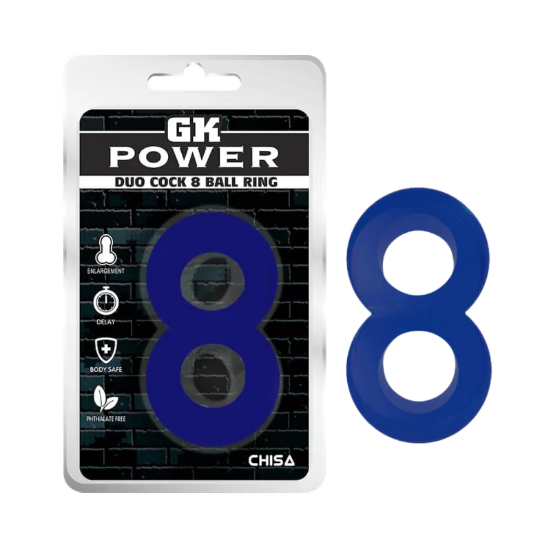 Chisa Duo Blue 8 Ball Dual Cock Ring Delay Enhancer