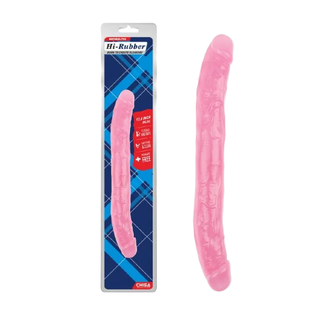 Chisa Hi-Rubber 12.8 Inch Dual-Ended Pink Soft Silicone Dildo Flexible