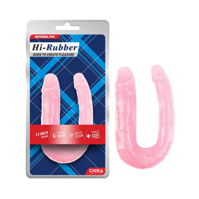 Chisa Hi-Rubber 13 Inch Pink Dual-Ended Flexible Dildo