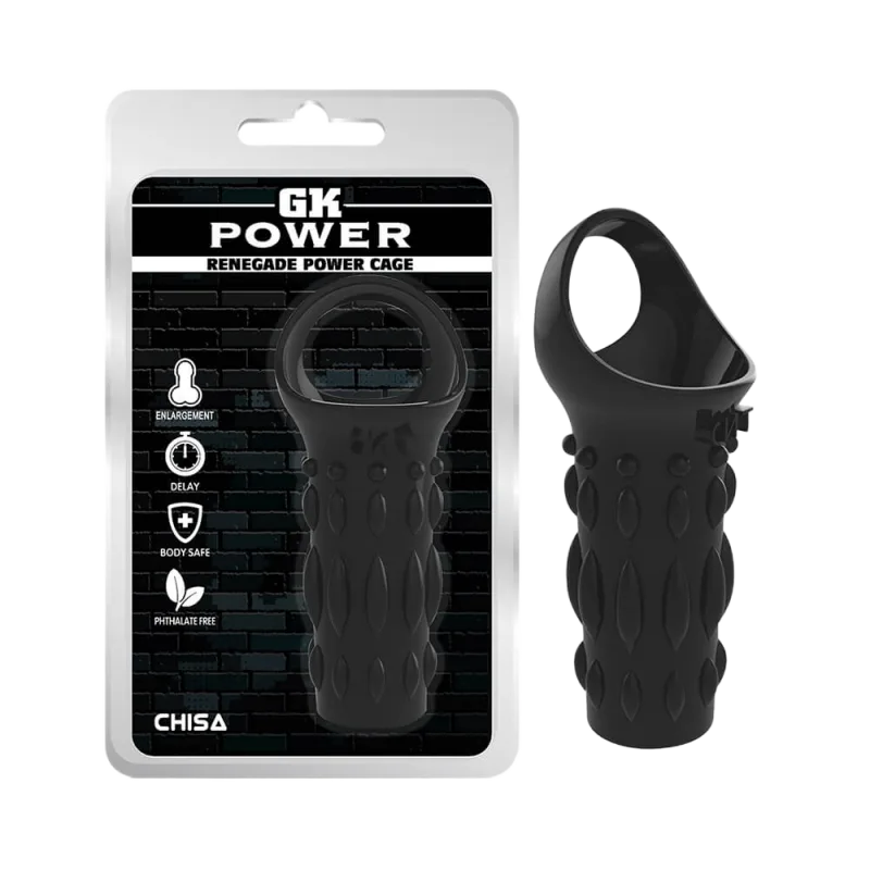 Chisa Renegade Power Cage Black Ribbed Penis Sleeve Condom