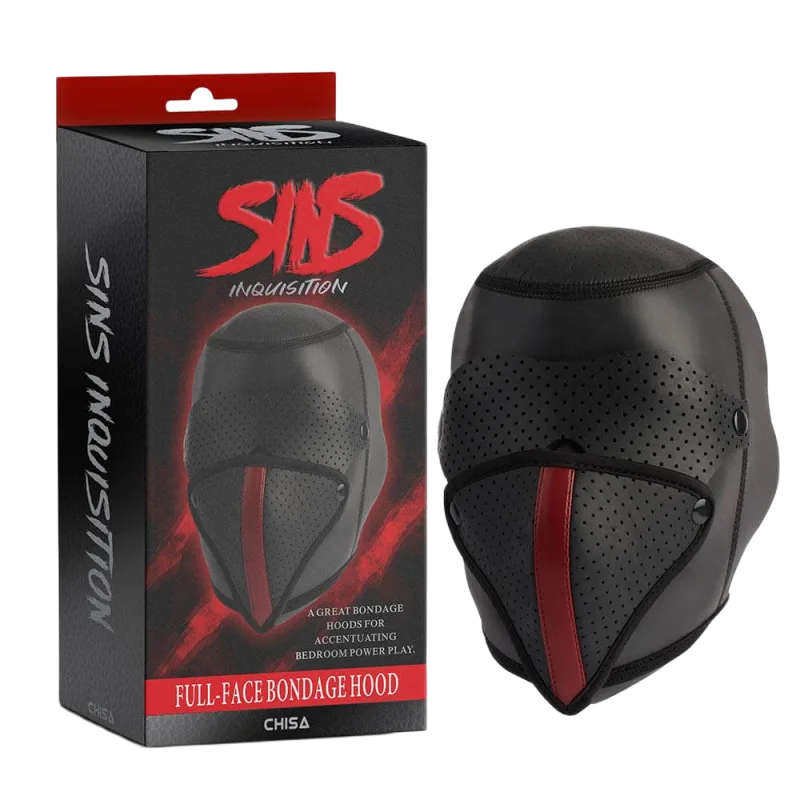 Chisa Sins Full-Face Bondage Hood Breathable PU BDSM Mask