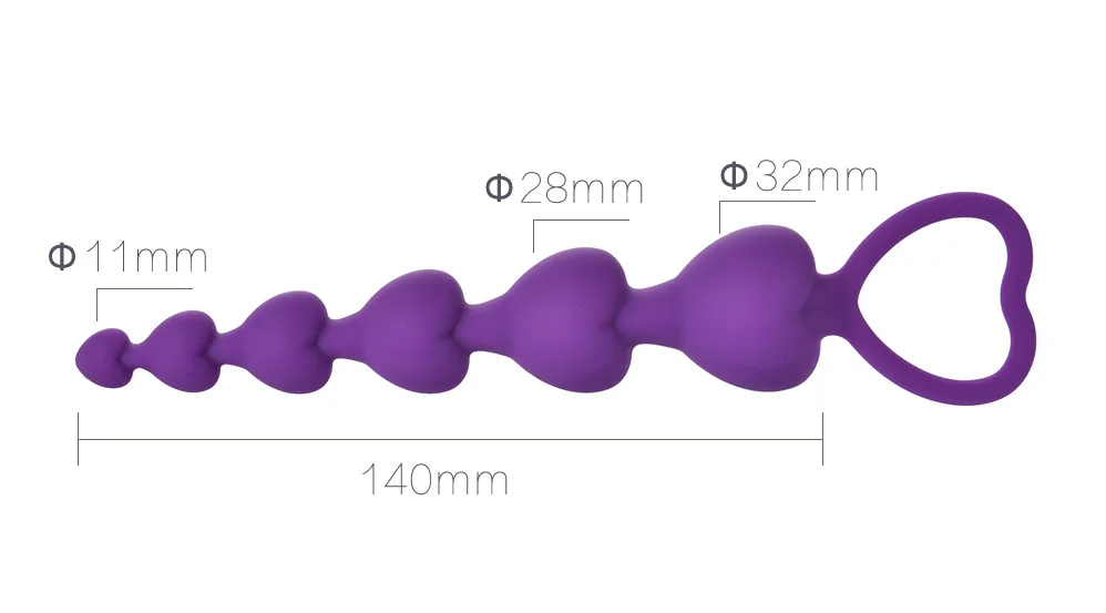 Heart-Shaped Silicone Anal Beads Massage 14.5cm — photo 3