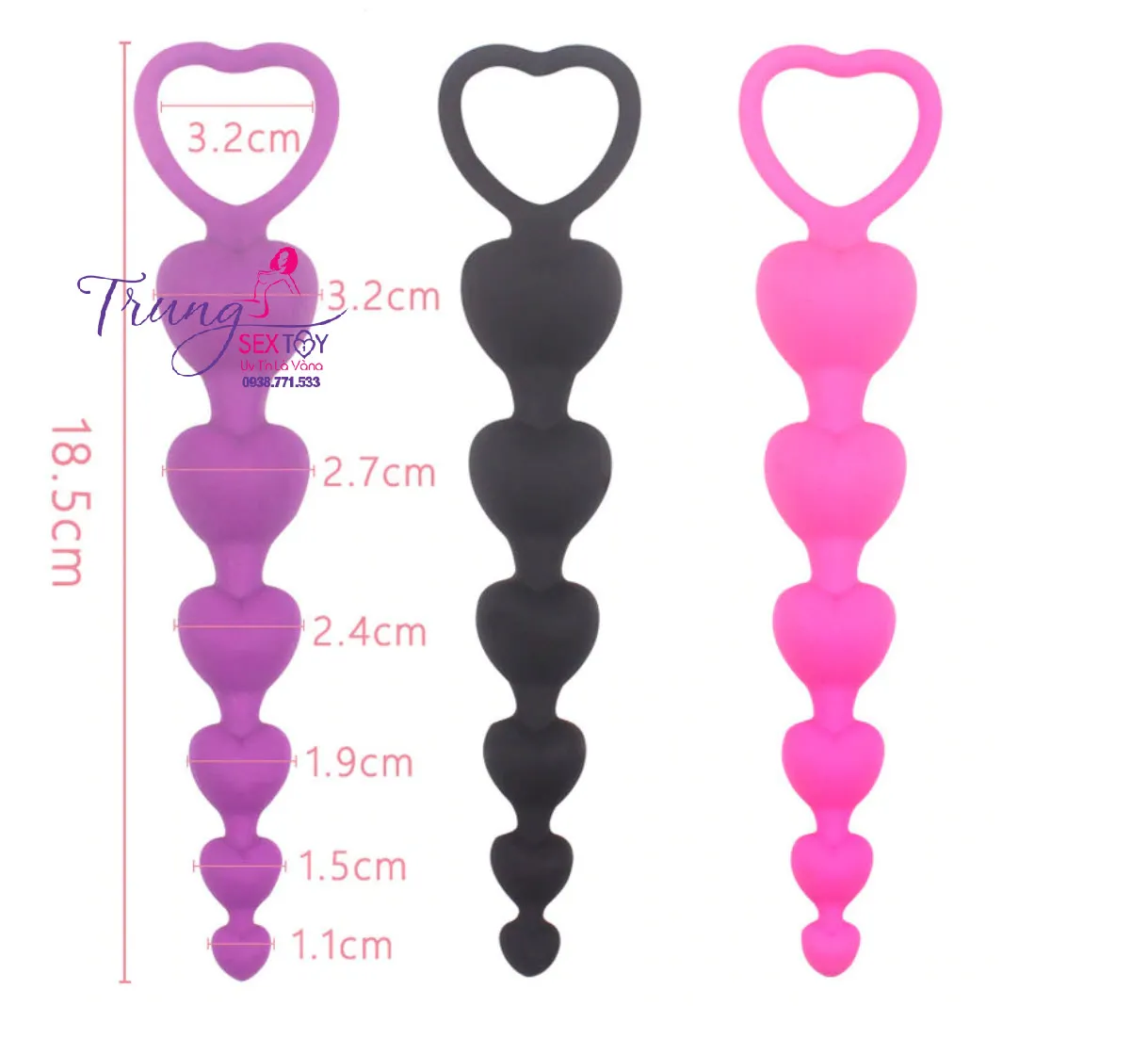 heart bead anal stimulator soft silicone 18.5cm — photo 4