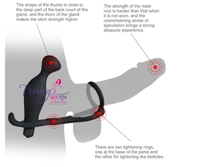 Silicone Cockring with 10 Vibration Modes for Anal Male Pleasure — photo 3