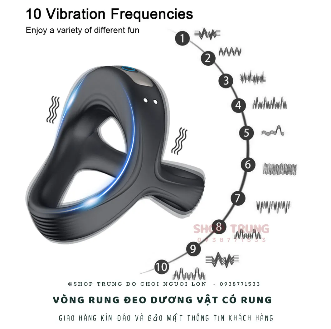Premium Silicone Cockring with 10 Vibration Modes Waterproof — photo 4