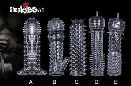 5pcs Transparent Textured Penis Sleeves Soft Silicone Enhancers — photo 3