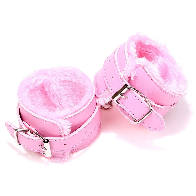 Soft Fur-Lined Leather Handcuffs in Multiple Colors for BDSM Fun — photo 2
