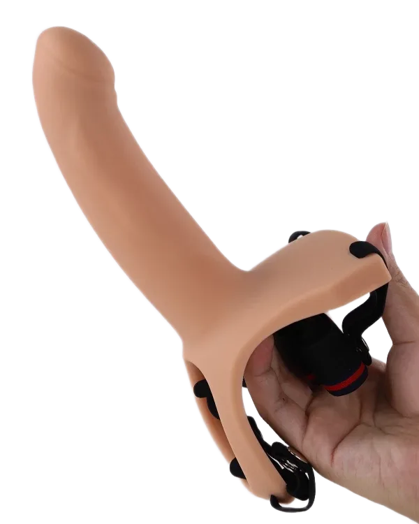 Curved Hollow Remote Control Silicone Soft Vibrator Strap-On