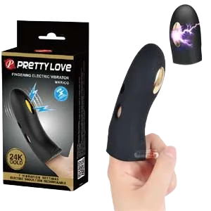DC10P 24k Gold Plated Finger Electro-Stim Vibrator for Women