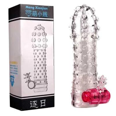 DC14A Vibrating Beaded Transparent Condom Extension