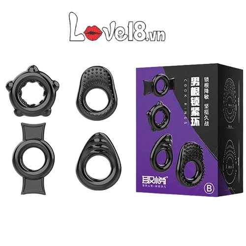 DC60N Silicone 4-Pack Delay Penis Rings Enhancer Set