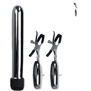 DC61B Polymer Safe Nipple Clamps Vibrator with Vagina Stim