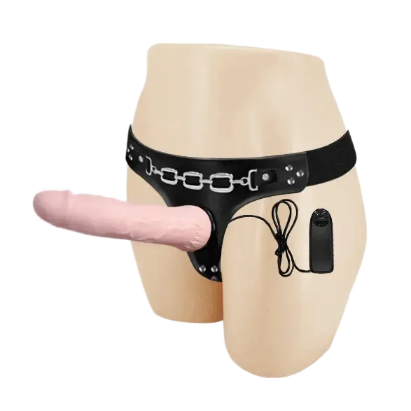 DC65E Strap On Vibrating Ribbed Realistic Silicone Dildo