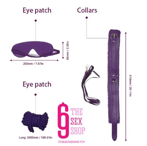 BDSM Feather Lined 7 Piece Bondage Kit Set — photo 4