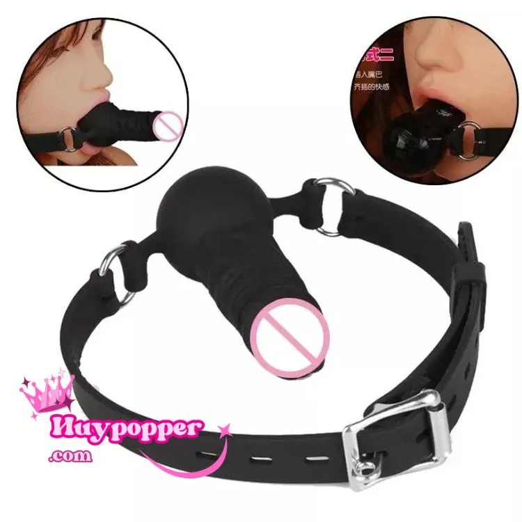 BDSM Silicone Ball Gag with Dildo Dual Use Restraint — photo 5