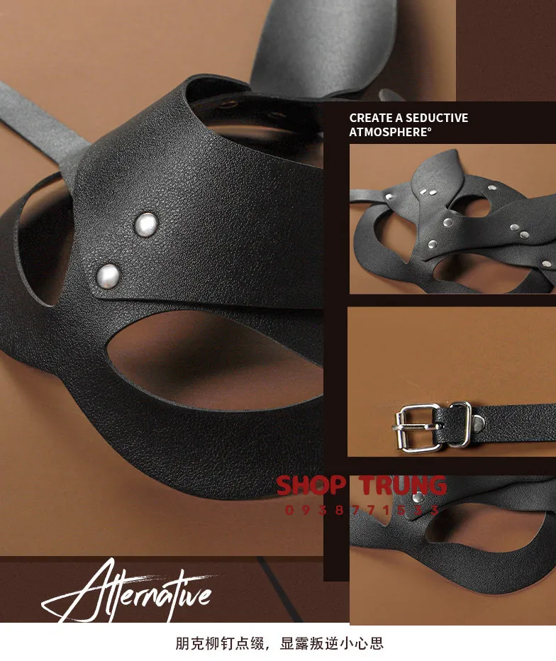 BDSM Cat Ear Mask PU Leather Erotic Roleplay Mask — photo 7