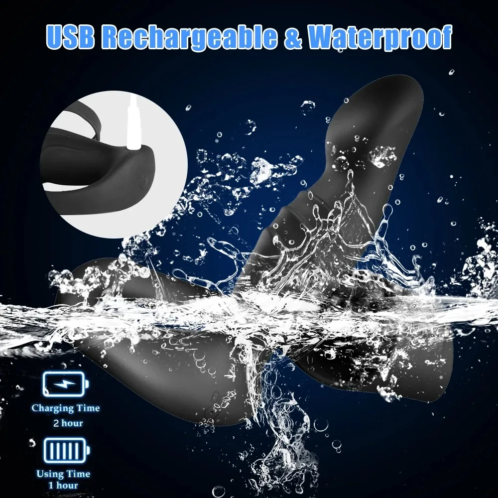 Dual Motor 10 Speed Silicone Anal Butt Plug Waterproof Sex Toy — photo 6