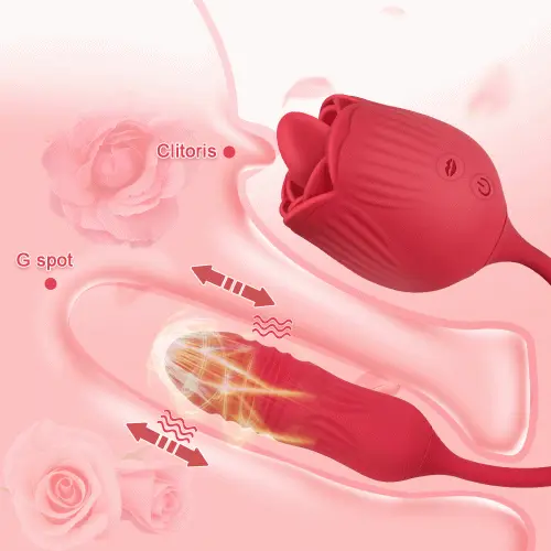 SHP1335 Flower-Shaped Thrusting Vibrator Warming Licking Realistic Toy — photo 3