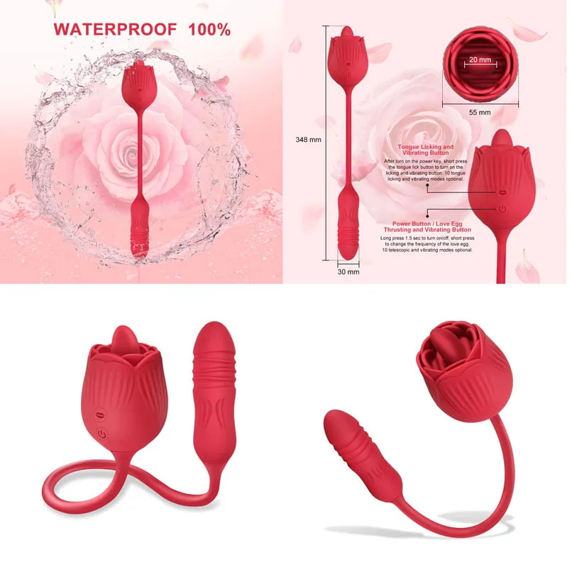 SHP1335 Flower-Shaped Thrusting Vibrator Warming Licking Realistic Toy — photo 5