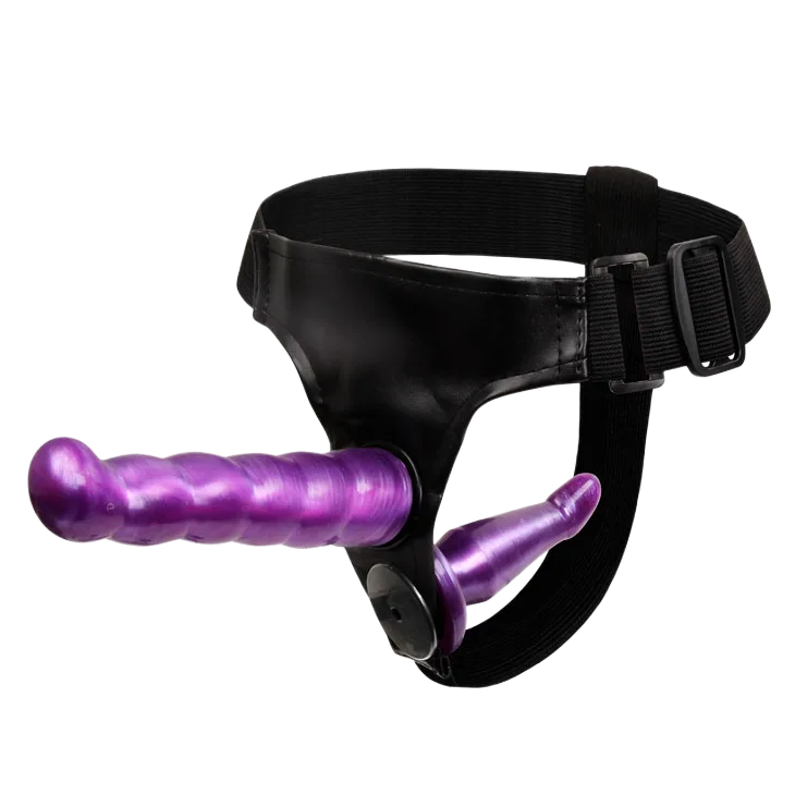 Double-Ended Purple Strap-On Silicone Wearable Dildo Couples Toy