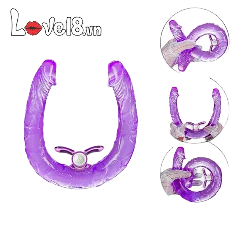 Double-Ended Vibrating Silicone Strap-On Lesbian Toy Pleasure