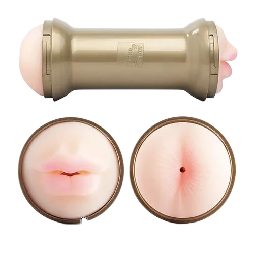 Double Pumped Gold Dual-Ended Metal Male Masturbator