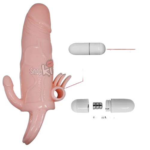 Double Vibrating Male Cock Sleeve Soft Silicone