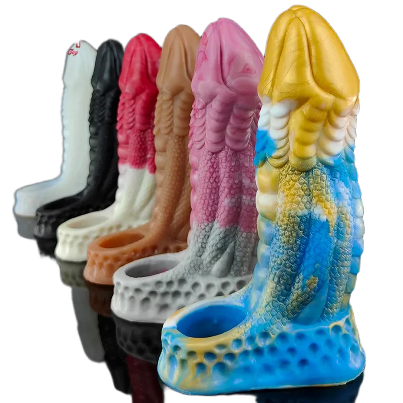 Dragon Scale Mega Size Ribbed Strap-On with Harness