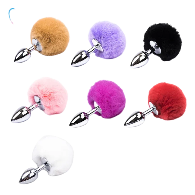 DT 01 Anal Plug Accessory Stainless Steel with Faux Fur Tail