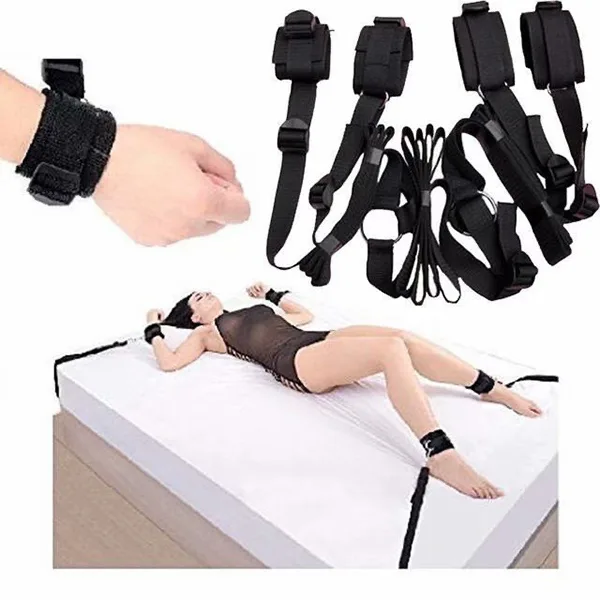 Bondage Restraint Set Handcuffs Ankle Cuffs with Bed Straps — photo 2