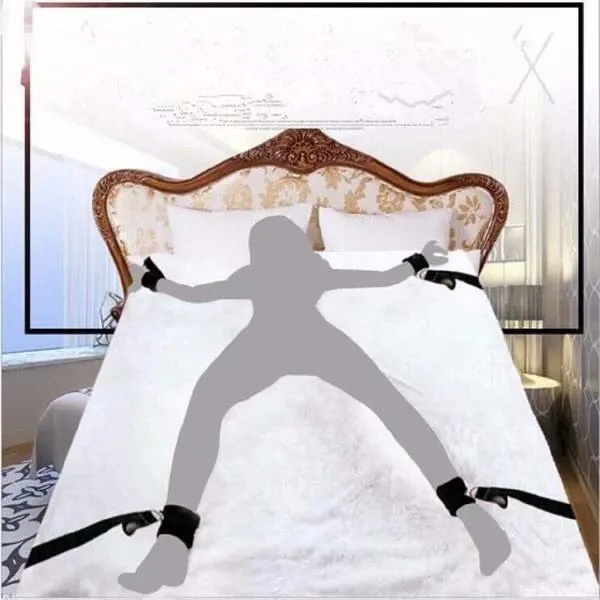 Bondage Restraint Set Handcuffs Ankle Cuffs with Bed Straps — photo 3