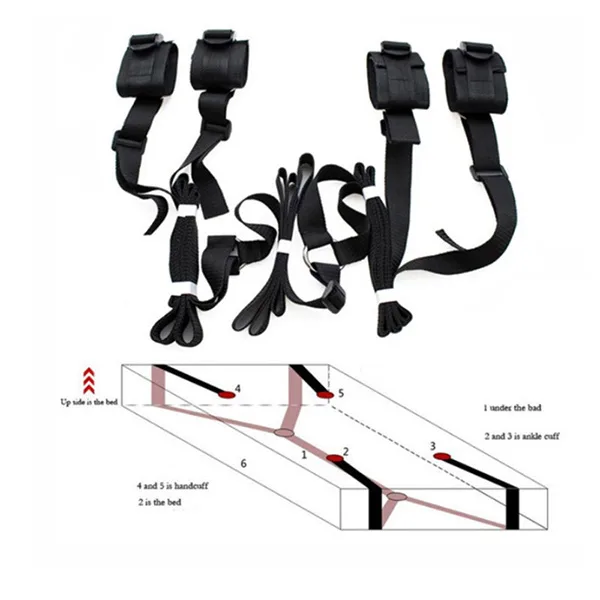 Bondage Restraint Set Handcuffs Ankle Cuffs with Bed Straps — photo 7