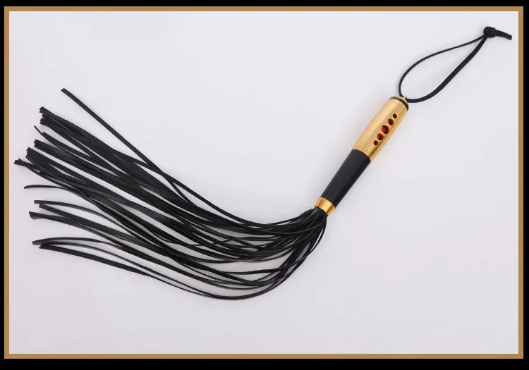 BDSM Gold Plated Leather Whip Intense Sensation Tool — photo 2