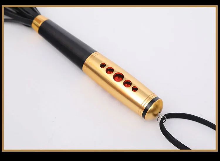BDSM Gold Plated Leather Whip Intense Sensation Tool — photo 3