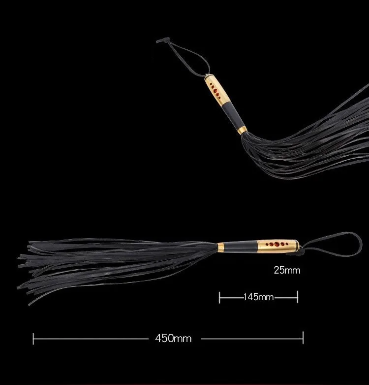 BDSM Gold Plated Leather Whip Intense Sensation Tool — photo 4