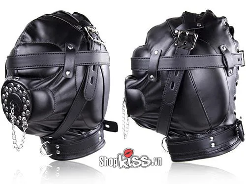 Full Head BDSM Leather Hood for Intense Sensory Play — photo 3