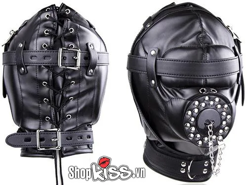Full Head BDSM Leather Hood for Intense Sensory Play — photo 4