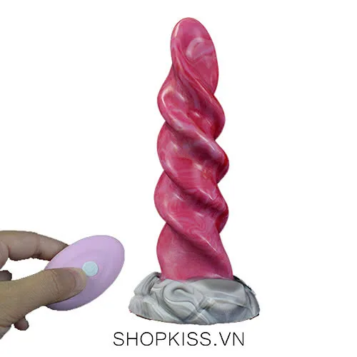 Spiral Silicone Anal Plug with Vibration Red Goris Color — photo 2