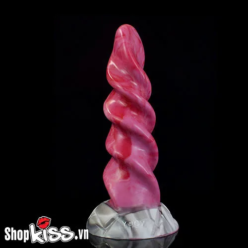 Spiral Silicone Anal Plug with Vibration Red Goris Color — photo 3