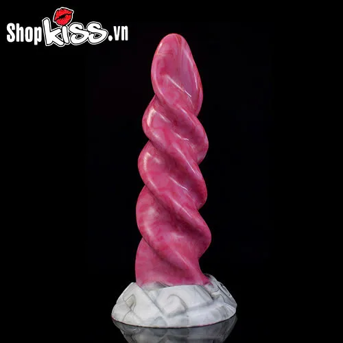 Spiral Silicone Anal Plug with Vibration Red Goris Color — photo 4