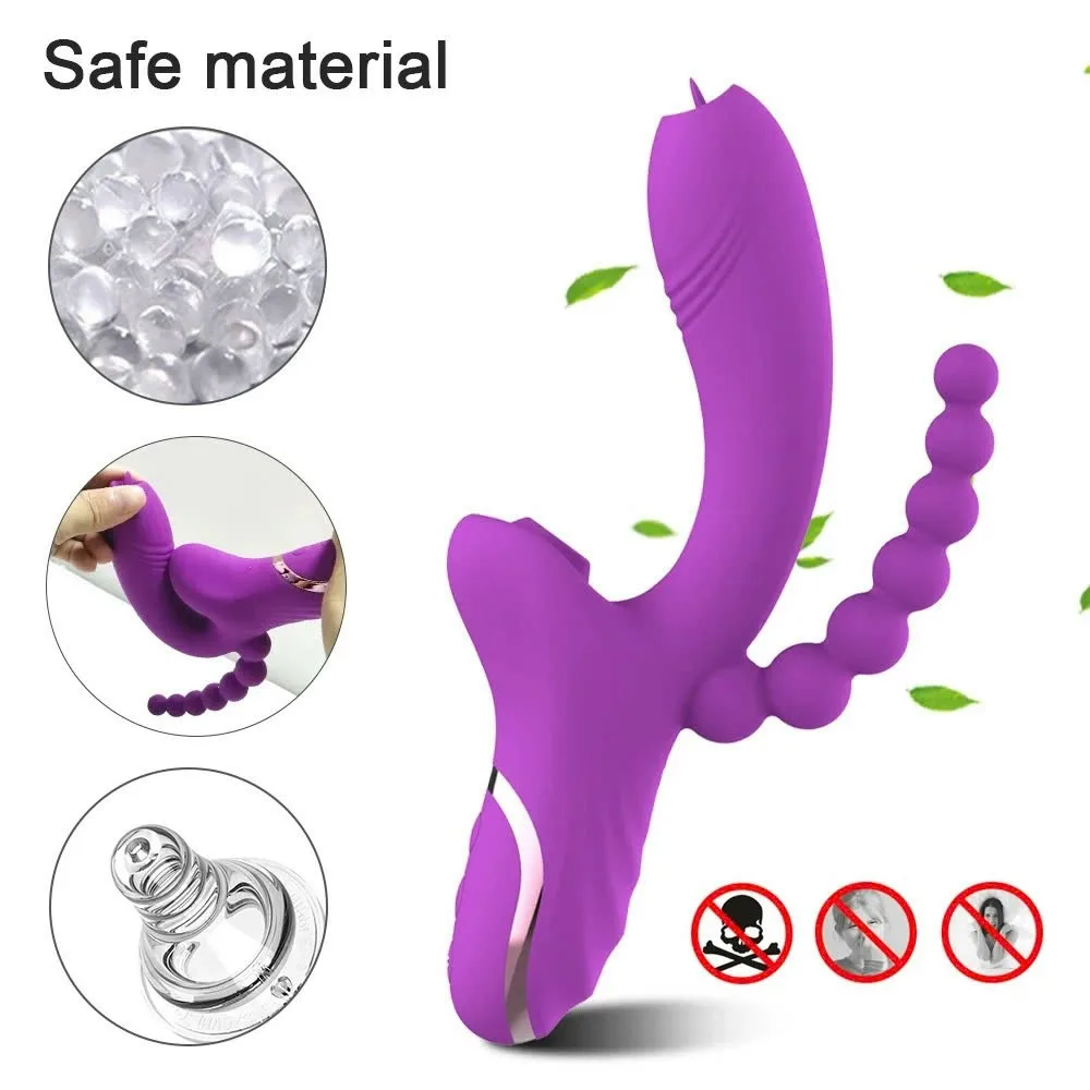 G-Spot Anal Vibrator Licking Sucking Silicone Sex Toy 10 Modes — photo 3