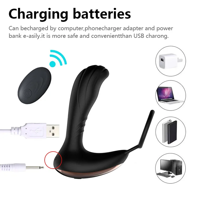 Prostate vibrating massager with cock ring USB rechargeable — photo 6