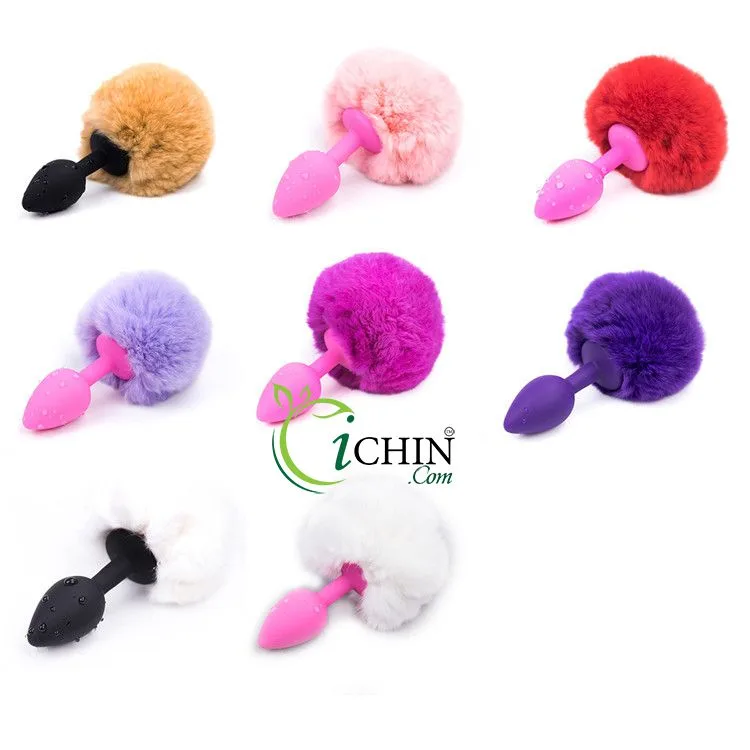 Soft Silicone Bunny Tail Butt Plug Multi-Color Cosplay SM — photo 3