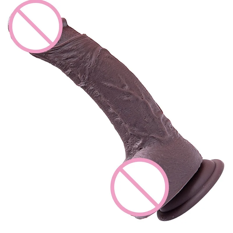 Large Curved Black Silicone Wall-Mount Dildo 20cm — photo 2