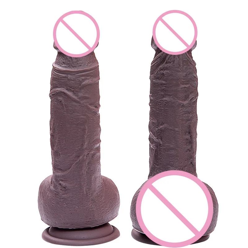 Large Curved Black Silicone Wall-Mount Dildo 20cm — photo 3