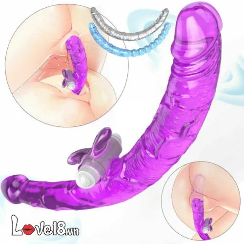 Double-Ended Vibrating Silicone Strap-On Lesbian Toy Pleasure — photo 3