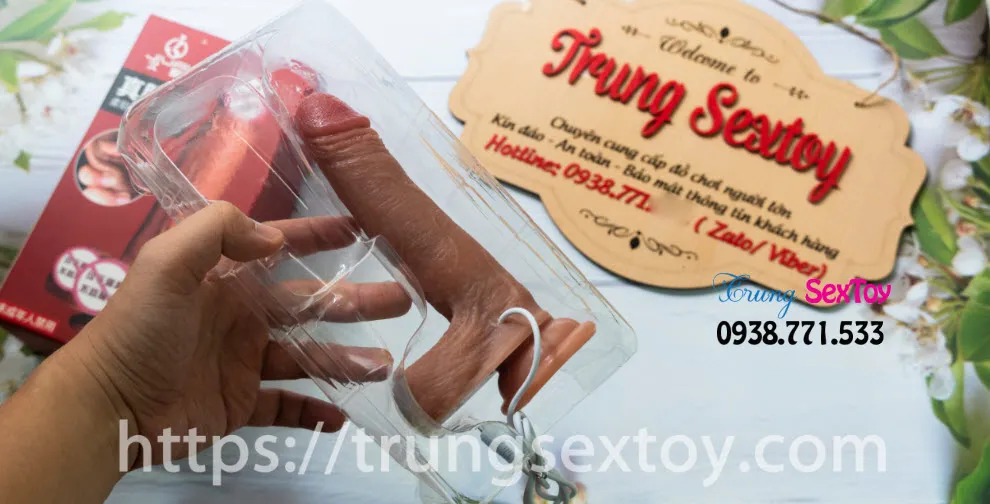 Realistic Double Layer Silicone Vibrator with Rotation 18cm — photo 7