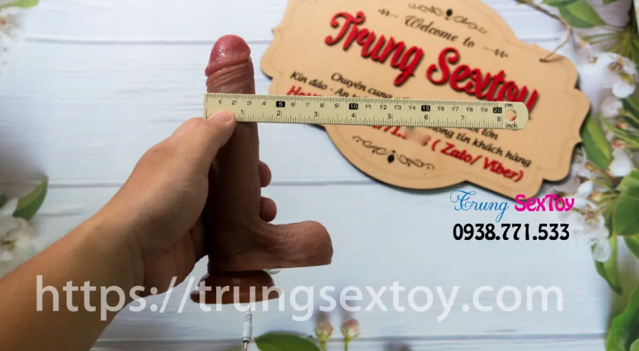 Realistic Double Layer Silicone Vibrator with Rotation 18cm — photo 5