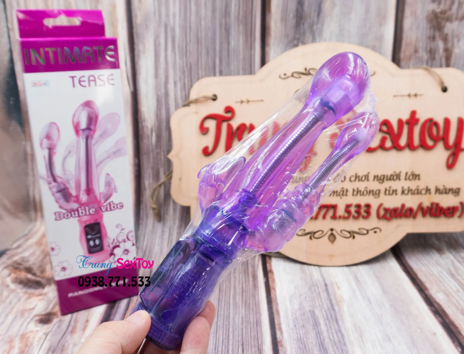 Tease Triple Head Vibrating Soft Silicone Dual Pleasure Toy — photo 5