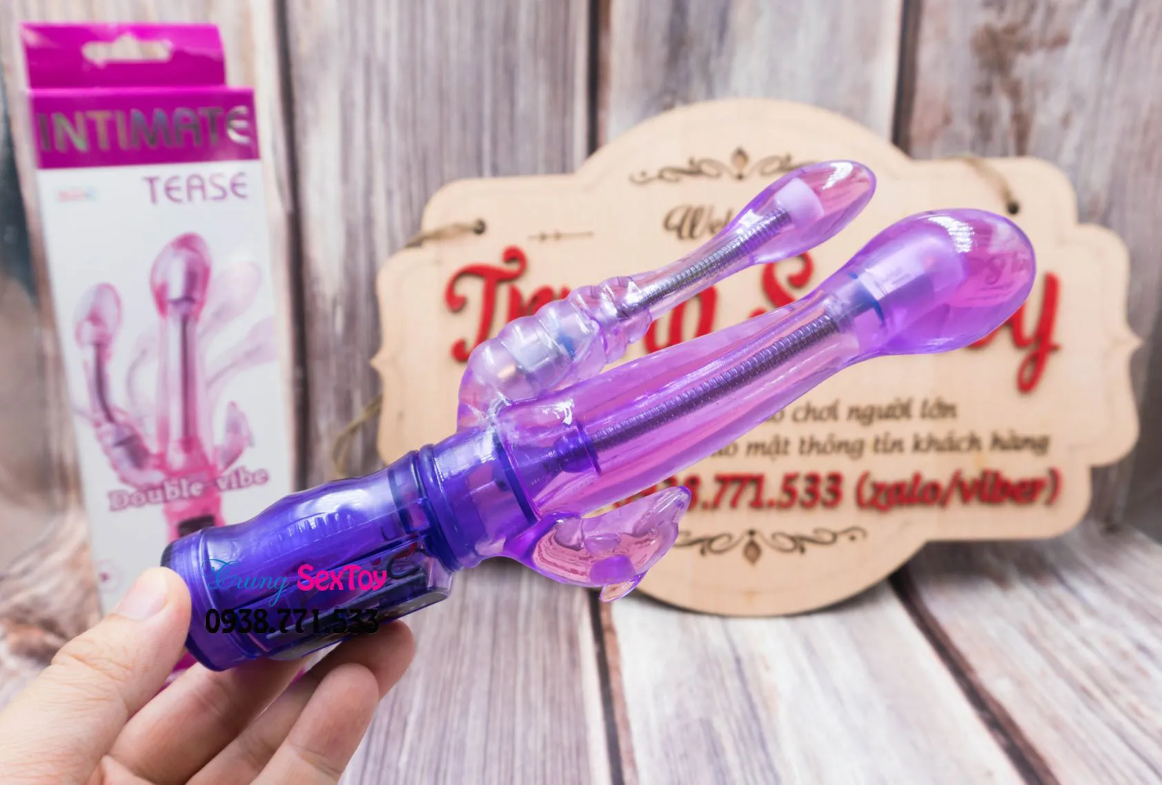 Tease Triple Head Vibrating Soft Silicone Dual Pleasure Toy — photo 7